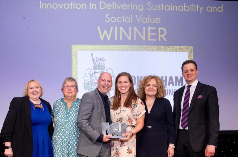 Wokingham Borough Council officers and Cllrs, and Chief Executive Susan Parsonage at the MJ Awards