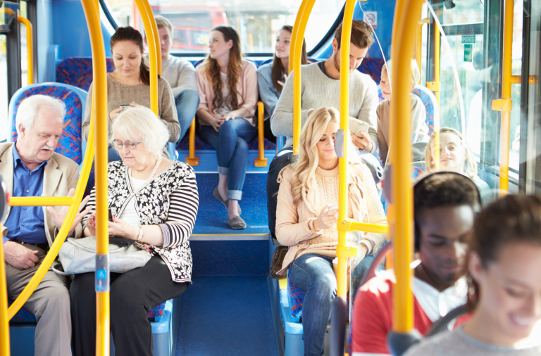 People sitting on a bus 