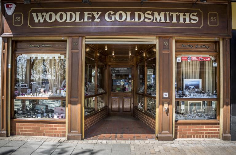 The frontage and entrance to Woodley Goldsmiths