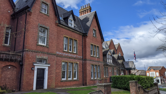 The council's Shute End offices, with Union flag flying outside